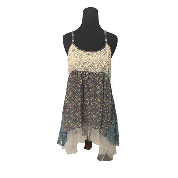 BKE Tops - BKE Lace Crochet Layered Boho‎ Babydoll Cami Top Size M Festival Beachy Indie
